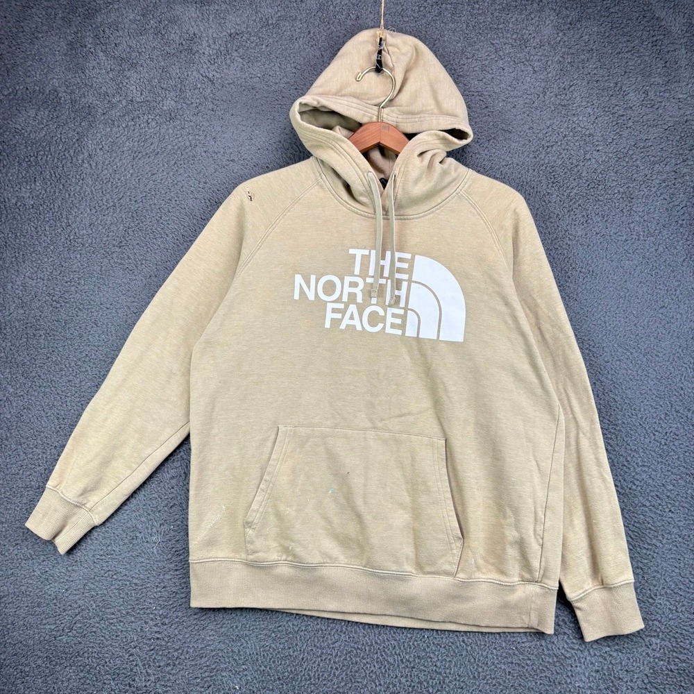 The North Face Womens Tan Logo Hoodie Sweatshirt Large Khaki Beige NF0A3X6C
